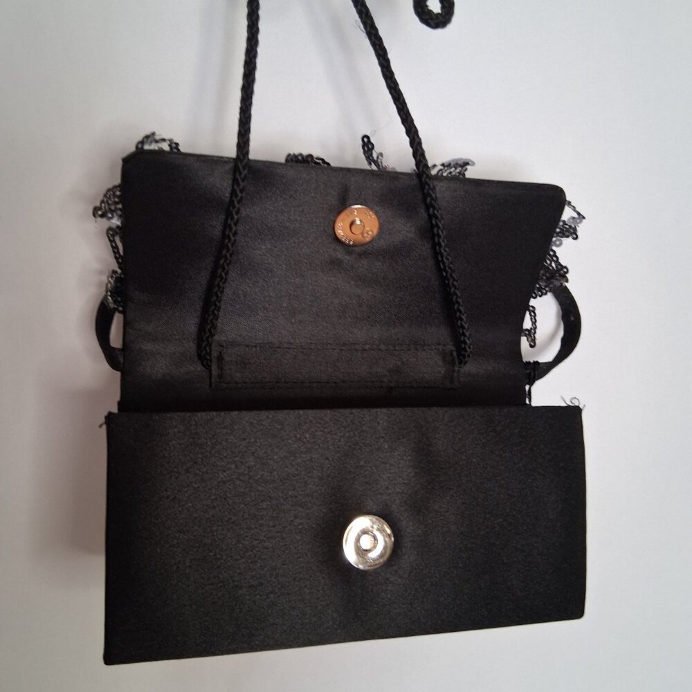 Savannah Black and Silver Clutch Cocktail Purse - Picture 4 of 7